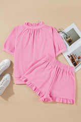 The Weekender Pink Ruffle Matching Set - TEVQA
