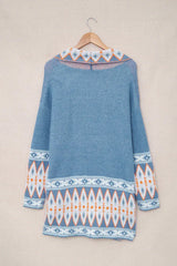 Southwestern Aztec Pattern Knit Cardigan - View 11 | TEVQA