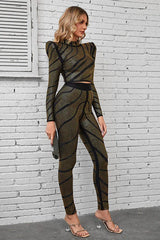 Agatha Long Sleeve Rhinestone Pantsuit Set - View 7 | TEVQA