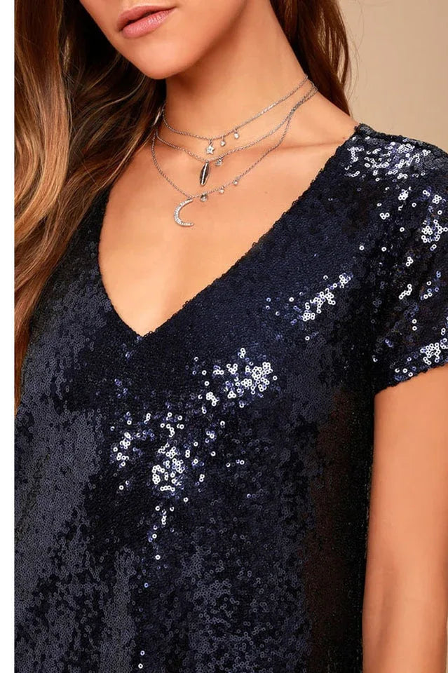 Sequin Shift Dress - View 6 | TEVQA