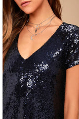 Sequin Shift Dress - View 6 | TEVQA