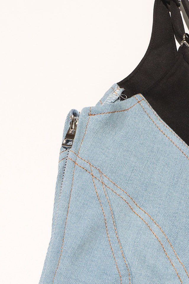 Bi-Material Spiral Denim Dress | Dress In Beauty