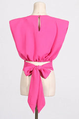 Sleeveless bow top and wide leg pants set - View 8 | TEVQA