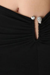 Black stretch cady maxi dress - View 7 | TEVQA