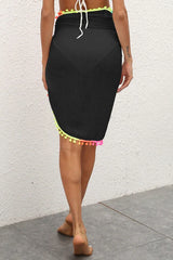 Beach wrap skirt with pom-pom trim - View 8 | TEVQA