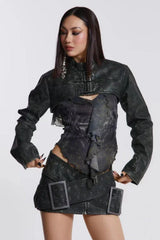 Faux Leather Wrap Mini Skirt - View 9 | TEVQA