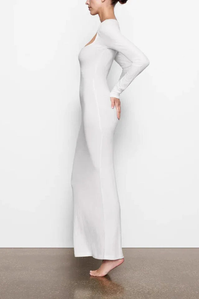 Ribbed Knit Square Neck Maxi Dress - View 11 | TEVQA