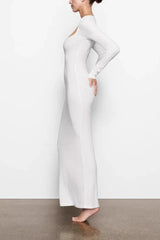 Ribbed Knit Square Neck Maxi Dress - View 11 | TEVQA