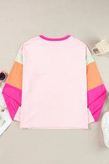 Playful Color Block Long Sleeve Top - TEVQA