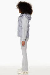 Cropped Puffer Vest with Matte Finish - View 6 | TEVQA