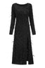 Embellished maxi dress with feather trim - View 8 | TEVQA