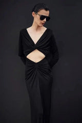 Black cropped top and skirt set - View 6 | TEVQA