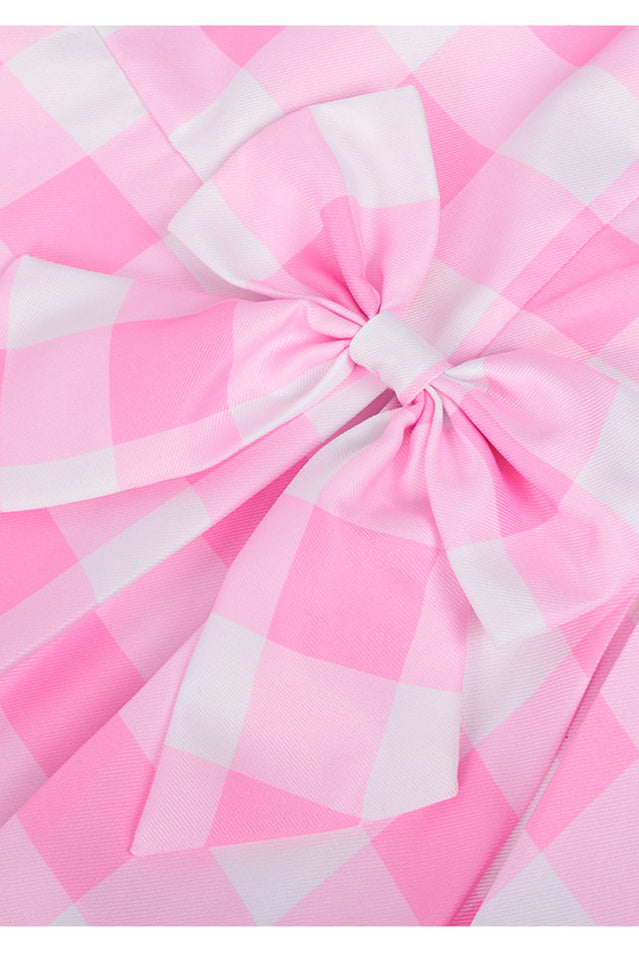 Barbie Movie Margot Pink Plaid Check Dress | Dress In Beauty