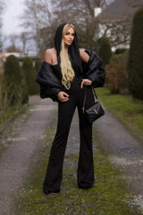 Backless Hooded Jumpsuit With Slip Pockets - TEVQA