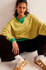 Comfy Chic Contrast Trim Oversized Sweatshirt - TEVQA