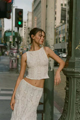 Crochet knit midi skirt set - View 12 | TEVQA