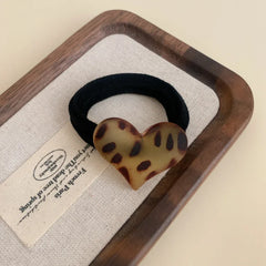 Matte leopard charm hair tie with a soft knit band - View 7 | TEVQA