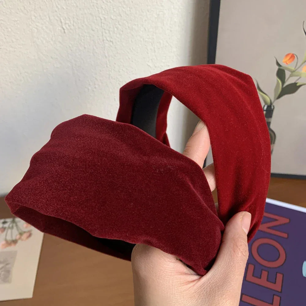 Wide Padded Velvet Headband - 2.4 Inch Holiday Statement Style - TEVQA