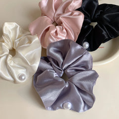 Elegant Pearl Satin Oversized Scrunchie (7.9 Inch)