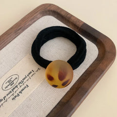 Matte leopard charm hair tie with a soft knit band - View 9 | TEVQA