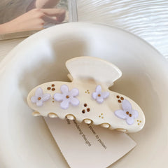 3D Floral Acetate Hair Claw Clip with Rhinestones (3.2 Inch)