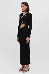 Circular Mood Stone Long Sleeve Dress - TEVQA
