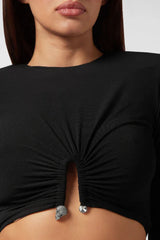 Black stretch cady maxi dress - View 6 | TEVQA