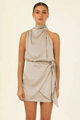 Santorini Satin Mini Dress - View 16 | TEVQA