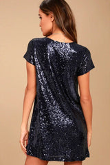 Sequin Shift Dress - View 8 | TEVQA