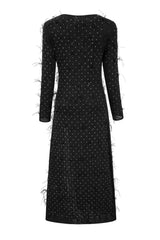 Embellished maxi dress with feather trim - View 9 | TEVQA