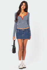 Buttoned Striped Long Sleeve T-Shirt | Dress In Beauty