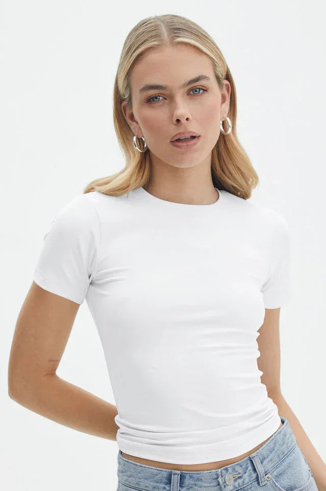 Fitted Crew Neck Baby Tee - View 9 | TEVQA