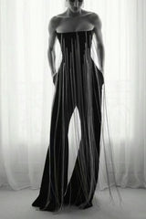 Evelyn Crystal Chain Detail Strapless Jumpsuit | Dress In Beauty