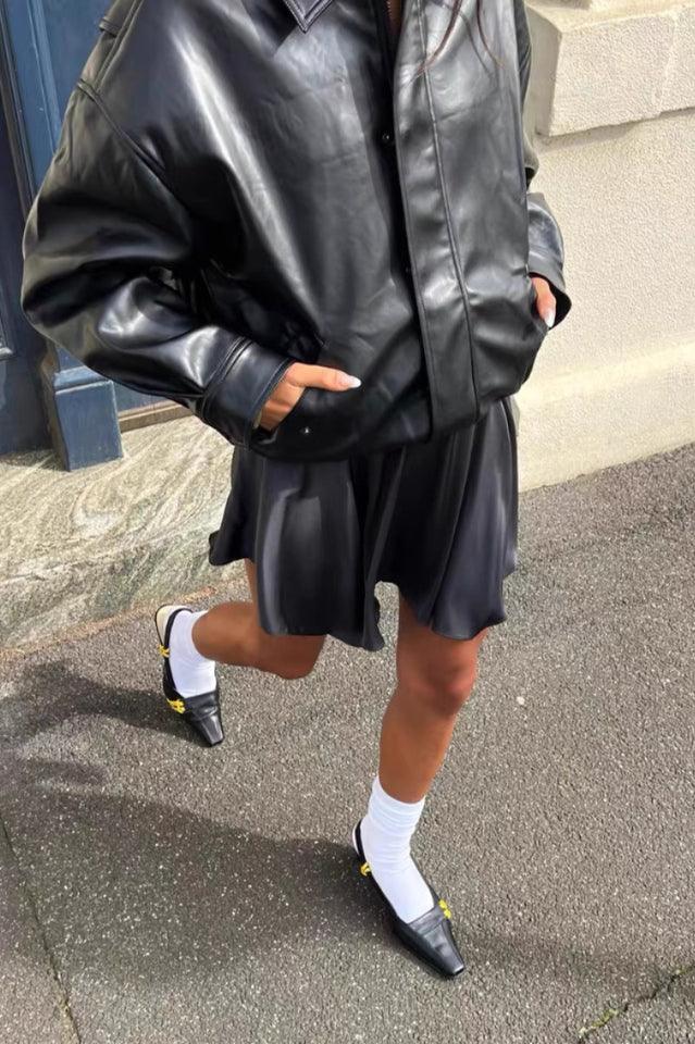 Vegan leather bomber jacket - View 24 | TEVQA