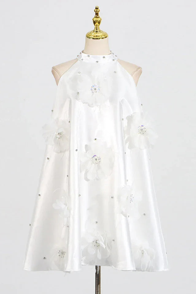 Princess mini dress with floral appliqués - View 9 | TEVQA
