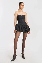 Balloon Draped Mini Dress - TEVQA