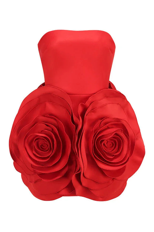 Ayat Strapless Flower Mini Dress - TEVQA