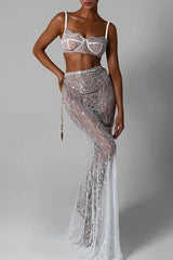 Black lace maxi skirt set - View 12 | TEVQA