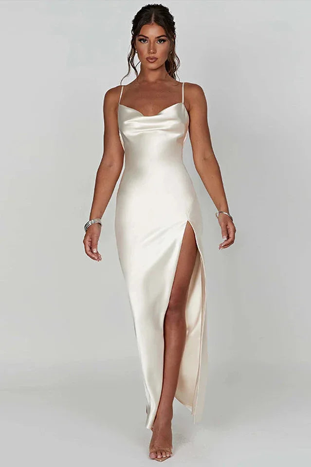 Kayle Satin Cami Dress - View 8 | TEVQA