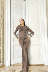 Strappy Long Sleeve Maxi Dress - TEVQA