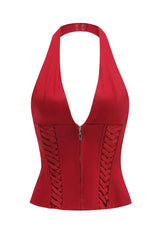 Celleen Halter Lace Up Corset - View 8 | TEVQA