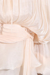 Apricot Ruffled Mini Dress with Flowing Silhouette - View 9 | TEVQA