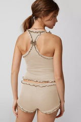 Ribbed knit corset top and shorts set - View 13 | TEVQA