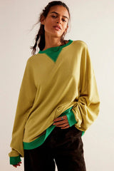 Comfy Chic Contrast Trim Oversized Sweatshirt - TEVQA