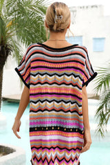 Crochet V-Neck Beach Cover-Up Dress in Green - View 11 | TEVQA
