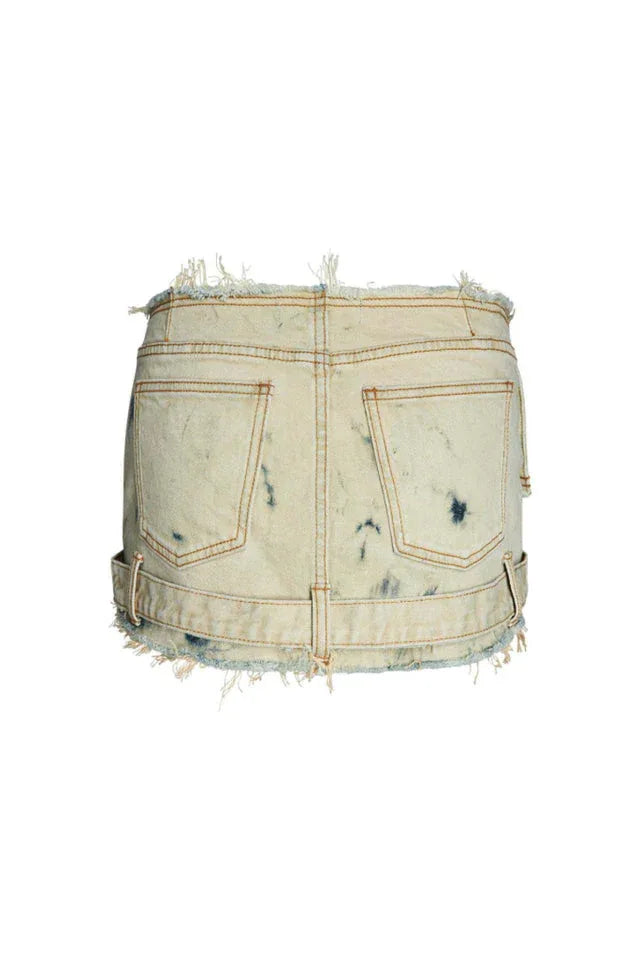 Asymmetrical knit top and denim mini skirt set - View 10 | TEVQA