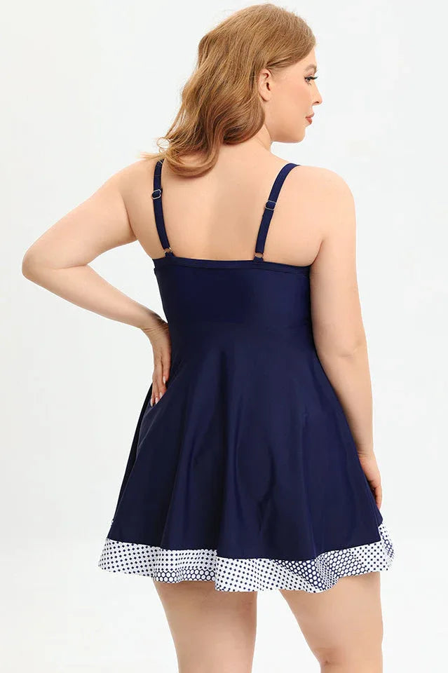 Plus size tankini swimsuit with skirt overlay - View 8 | TEVQA
