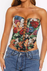 Floral Tapestry Corset Top - View 9 | TEVQA