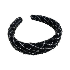 Classic Tweed Padded Headband - 1.2 Inch Black & White Collection