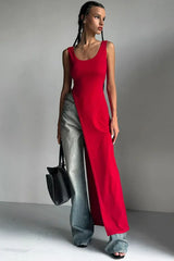 Diagonal Hem Maxi Knit Top - View 13 | TEVQA